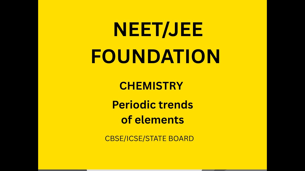 Periodic trends of elements (JEE/ NEET foundation/ NTSE olympiad)