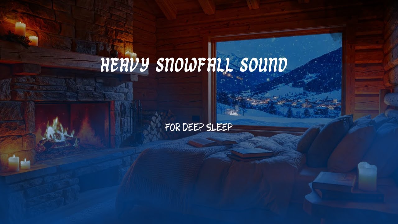 WARM WINTER CABIN : CRACKLING FIRE AND GENTLE SNOWSTORM SOUNDS 😴 —for Deep Peaceful Sleep, No Ads