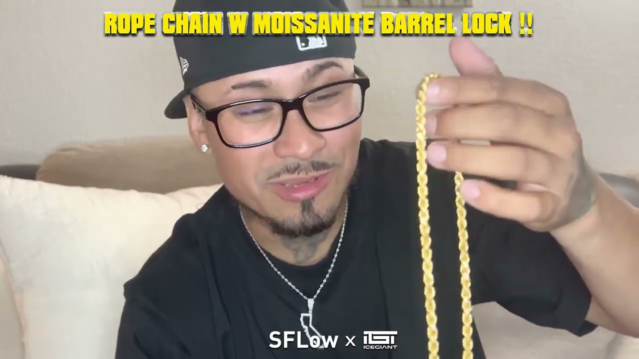 reviewing ICEGIANT Rope Chain with Moissanite Barrel Lock 