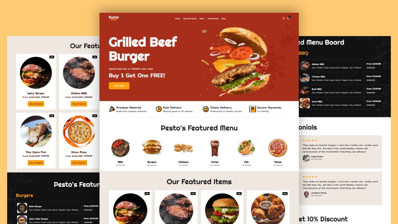 Responsive Restaurant Website Using HTML CSS & JavaScript