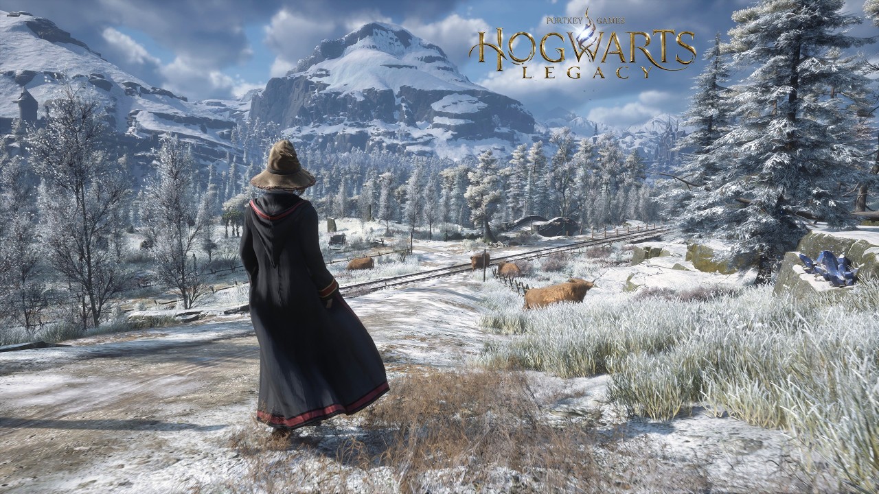 [4K] Snowy Winter Walk Through Hogwarts Legacy | Ambience & Music