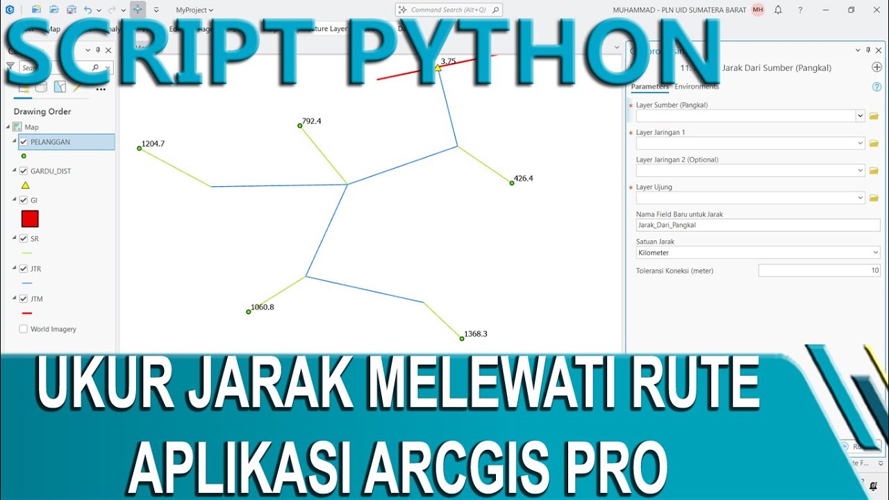 Pengukuran Jarak Melalui Jalur / Rute | ArcGIS Pro | Tools | Script Python | License ||