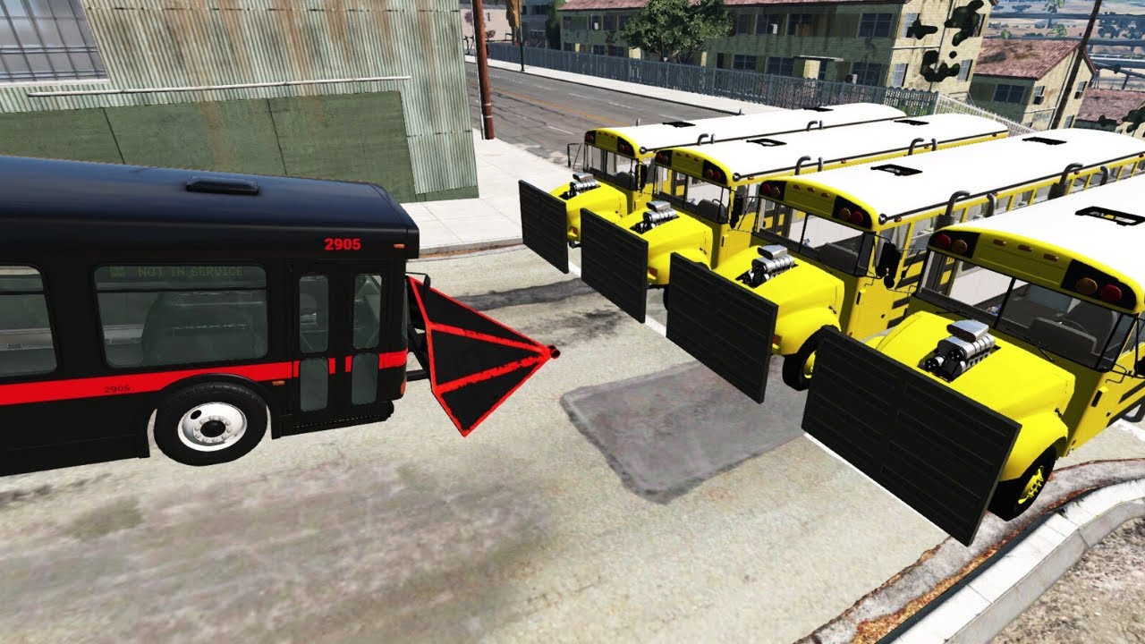 Cars vs 4 Destroyer Bus 🙀 - BeamNG.Drive