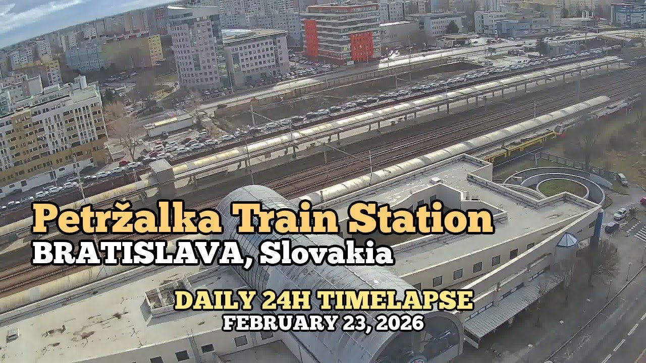 Petržalka Train Station - Daily Timelapse: February 23, 2026 [Bratislava, Slovakia]