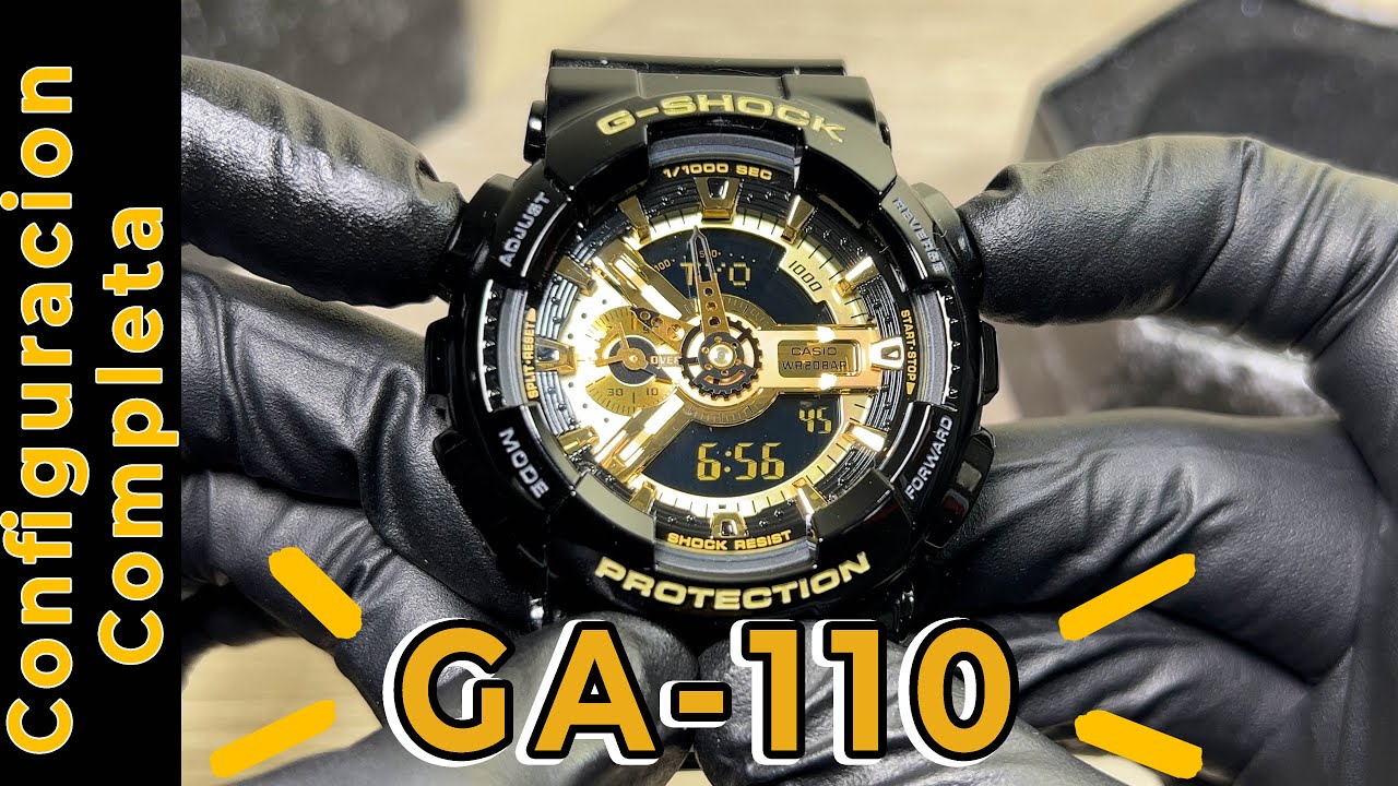 GA-110 G-SHOCK Como Configurar todas sus funciones, ajustar HORA , MANECILLAS manual 5146 5425