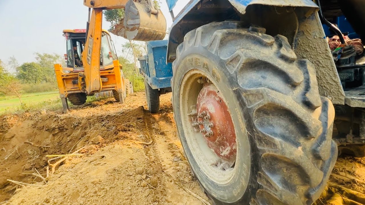 Backhoe Loader 3Dx machine Loading Soil In tractor Dump