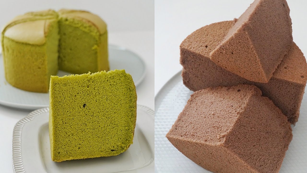 一次学会2种口味！抹茶戚风和巧克力戚风蛋糕 HOW TO MAKE MATCHA CHIFFON CAKE AND CHOCOLATE CHIFFON CAKE