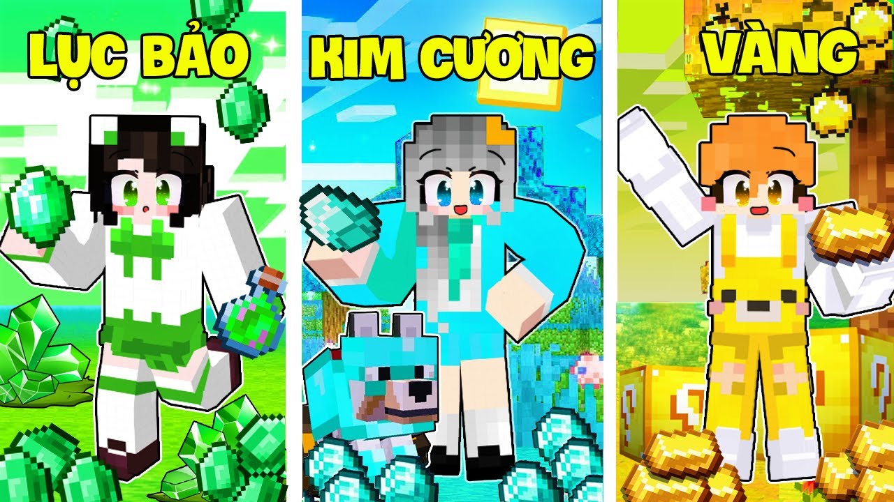 SAMMY THỬ THÁCH 24H XÂY NHÀ KIM CƯƠNG NGỌC LỤC BẢO VÀ VÀNG  TRONG LÀNG HERO TEAM MINECRAFT