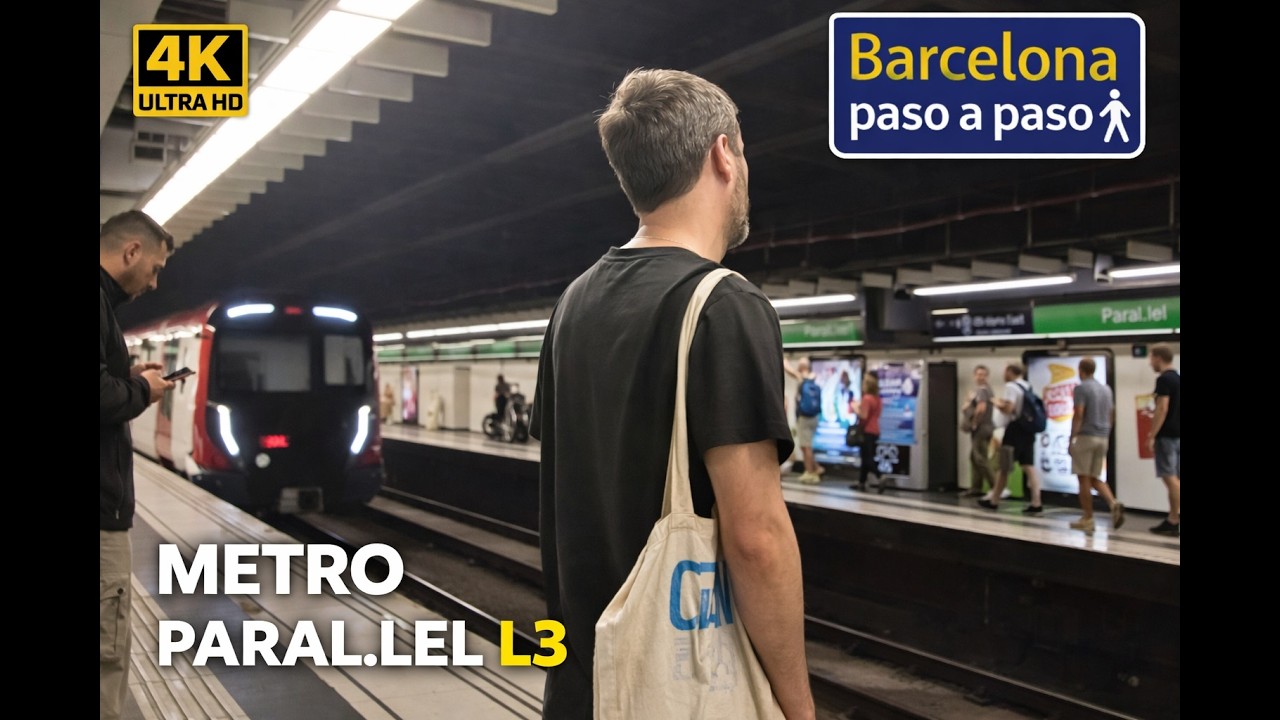 Metro Paral.lel L 3 | Barcelona en metro | Paseos por Barcelona 4K | España