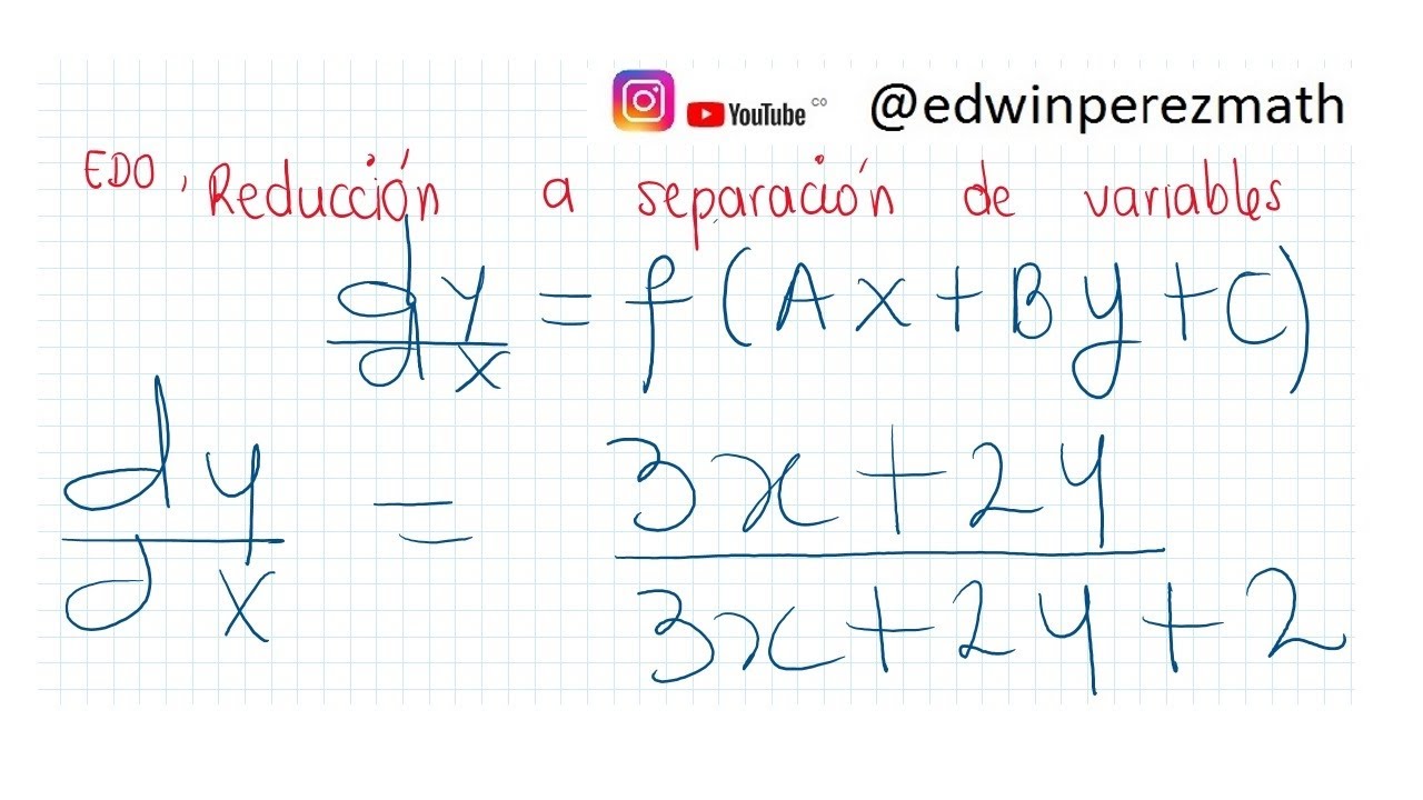 07 dy/dx=(3x+2y)/(3x+2y+2) Reducción a variables separables dy/dx=f(Ax+By+C) Sustitución u=3x+2y.