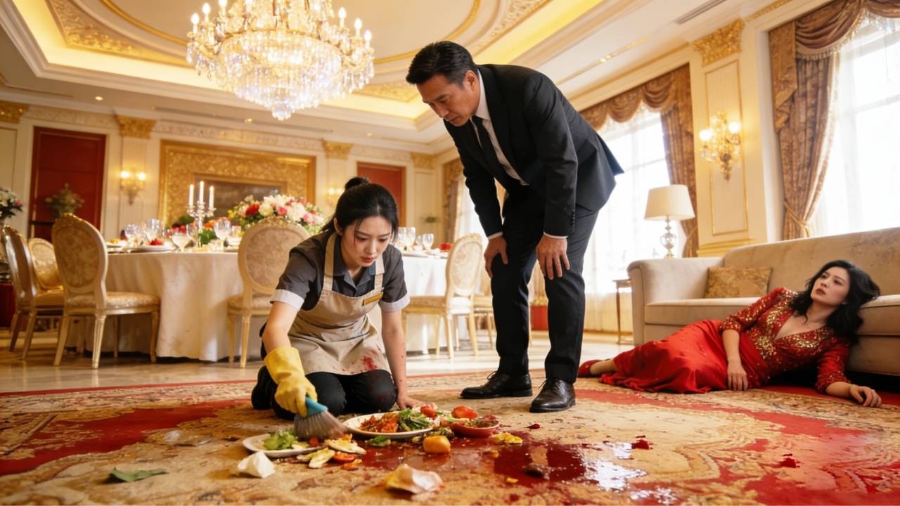 清潔帶女兒吃飯遭經理羞辱，被逼跪地吃剩飯剩菜，下一秒酒店負責人喊了一聲董事長，經理軟癱在地嚇傻了