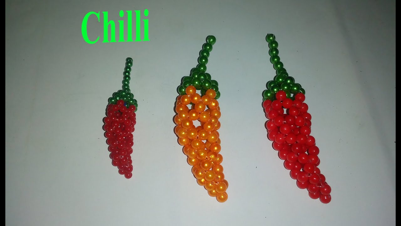 How to make  chilli with beads / পুতির মরিচ তৈরি