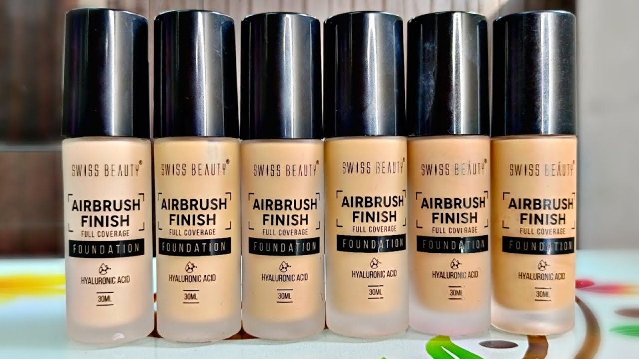 Swiss beauty Airbrush Finish Full Coverage foundation|| All Shades Review & Swatches||#swissbeauty