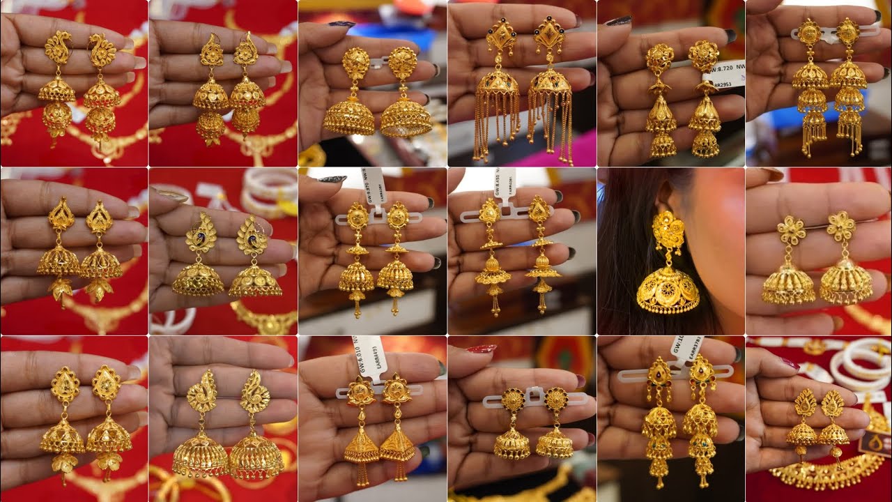Latest 22k Gold Jhumka Earrings Design 2026/Daily Wear Gold Earrings Design/Light weight gold jhumka