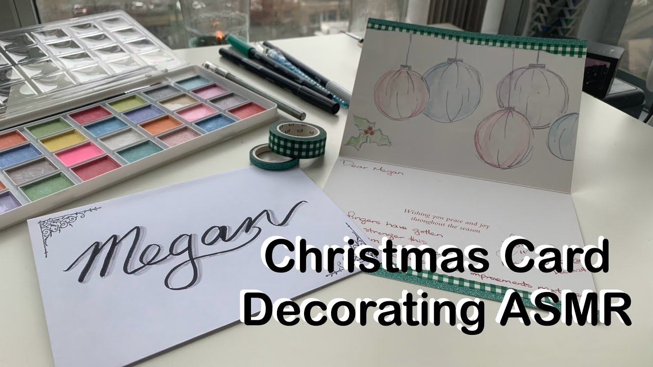Decorating the First Christmas Card of the year | ASMR Candle Crackle sounds