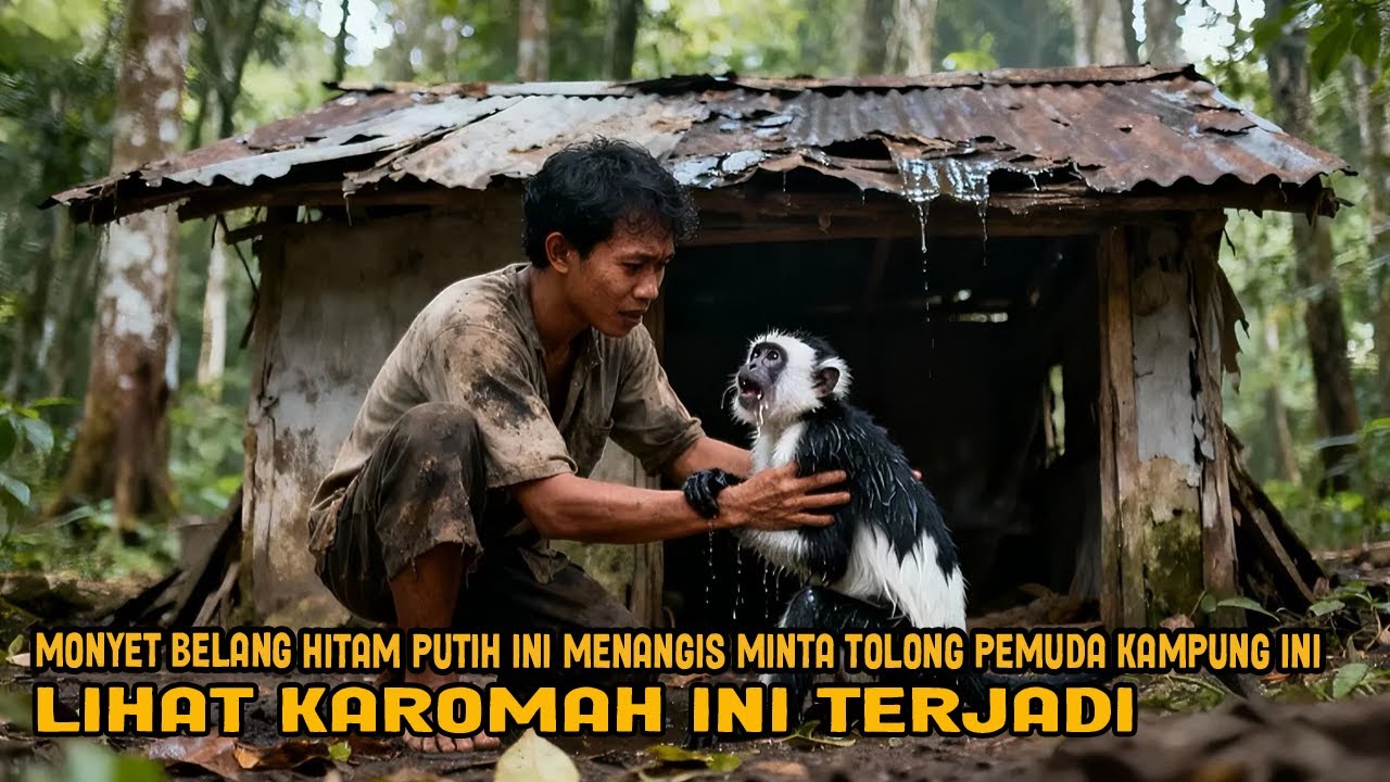 VIRAL! MONYET BELANG HITAM PUTIH INI MENANGIS MINTA TOLONG PEMUDA KAMPUNG INI LIHAT KAROMAH TERJADI
