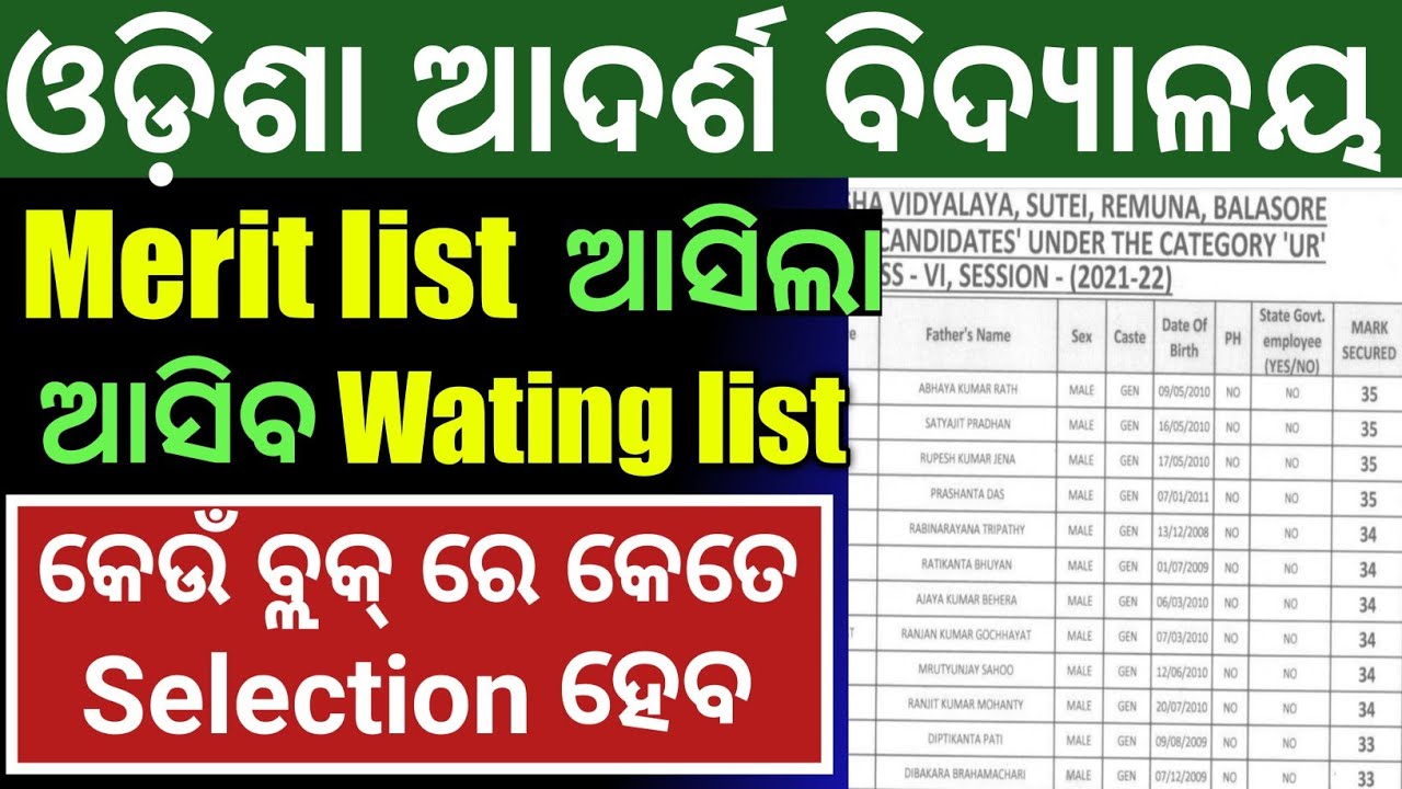 OAVS AFRER MERITLIST AGAIN WAITING LIST PUBLISHED,,OFFICIAL NOTICE BY OAVS,,OAVS 2022-23,, OFFICIAL.