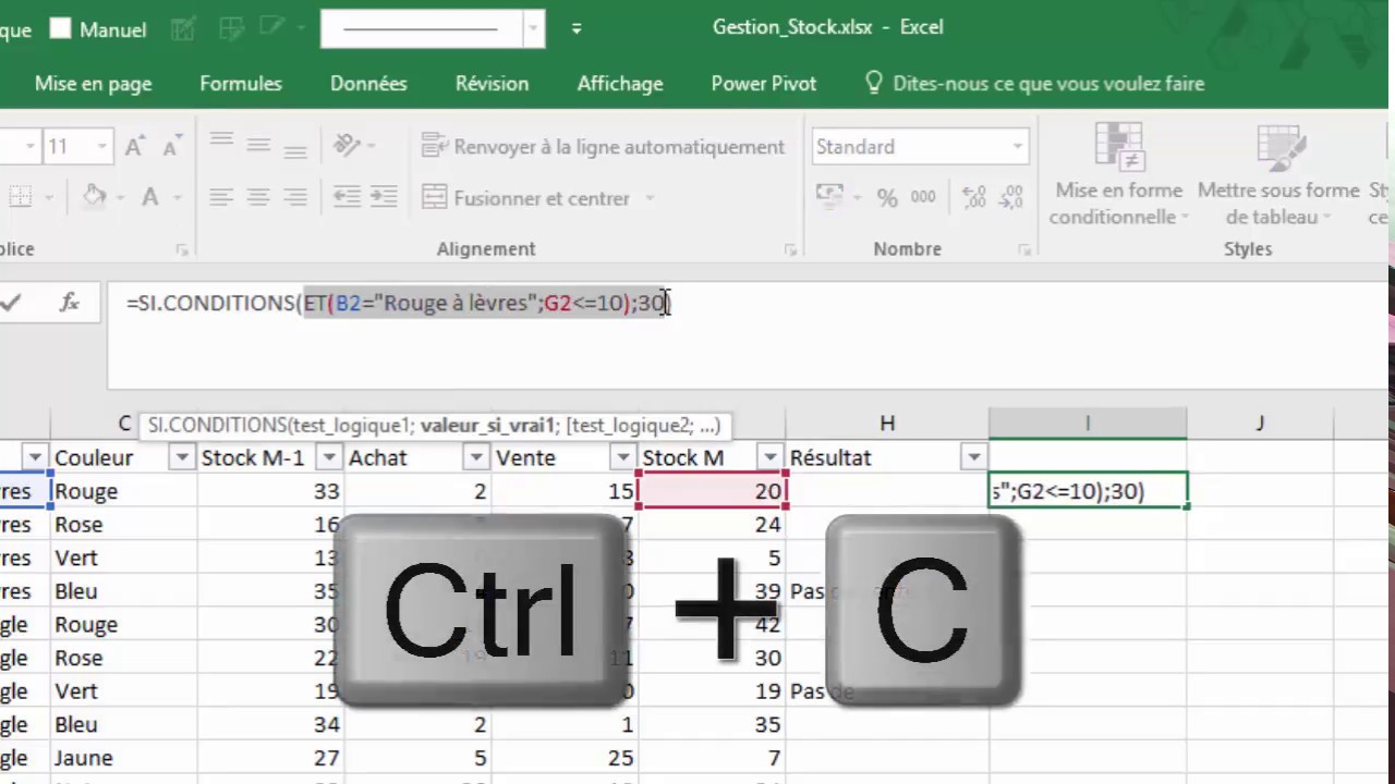 Faire des SI imbriqués dans Excel