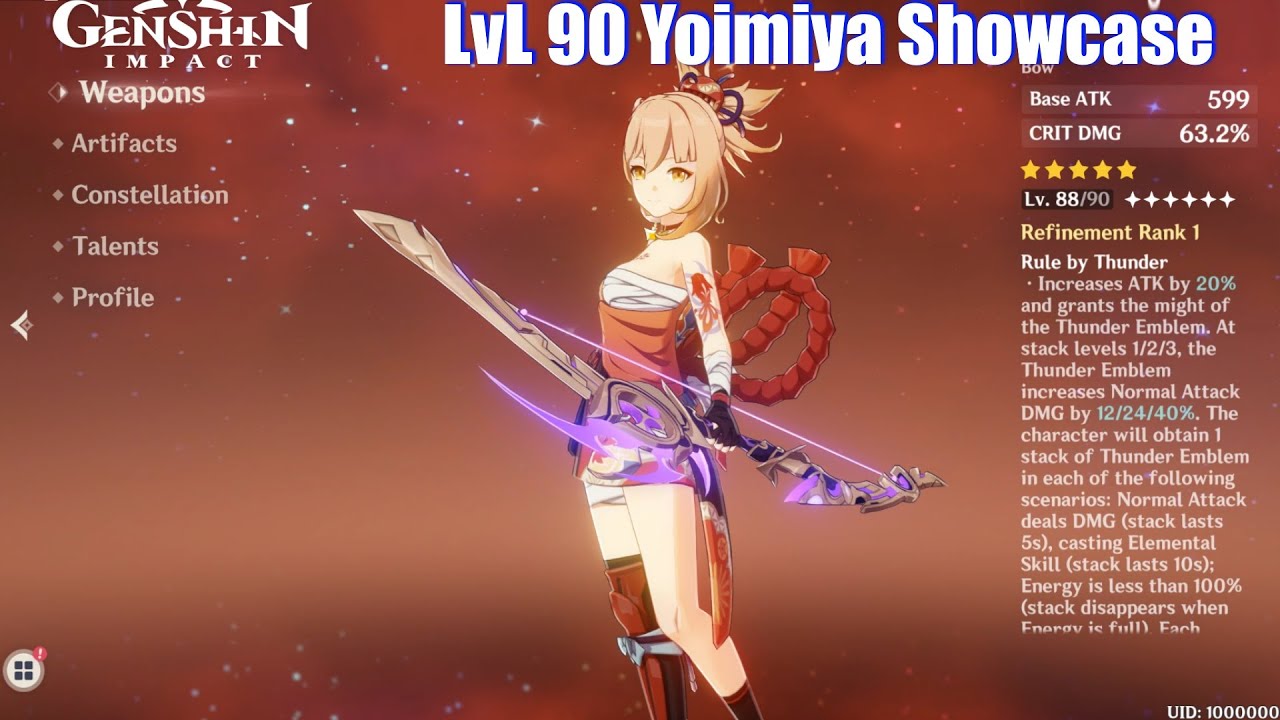 Genshin Impact - LvL 90 Yoimiya Damage & Skills Showcase (Story Quest)