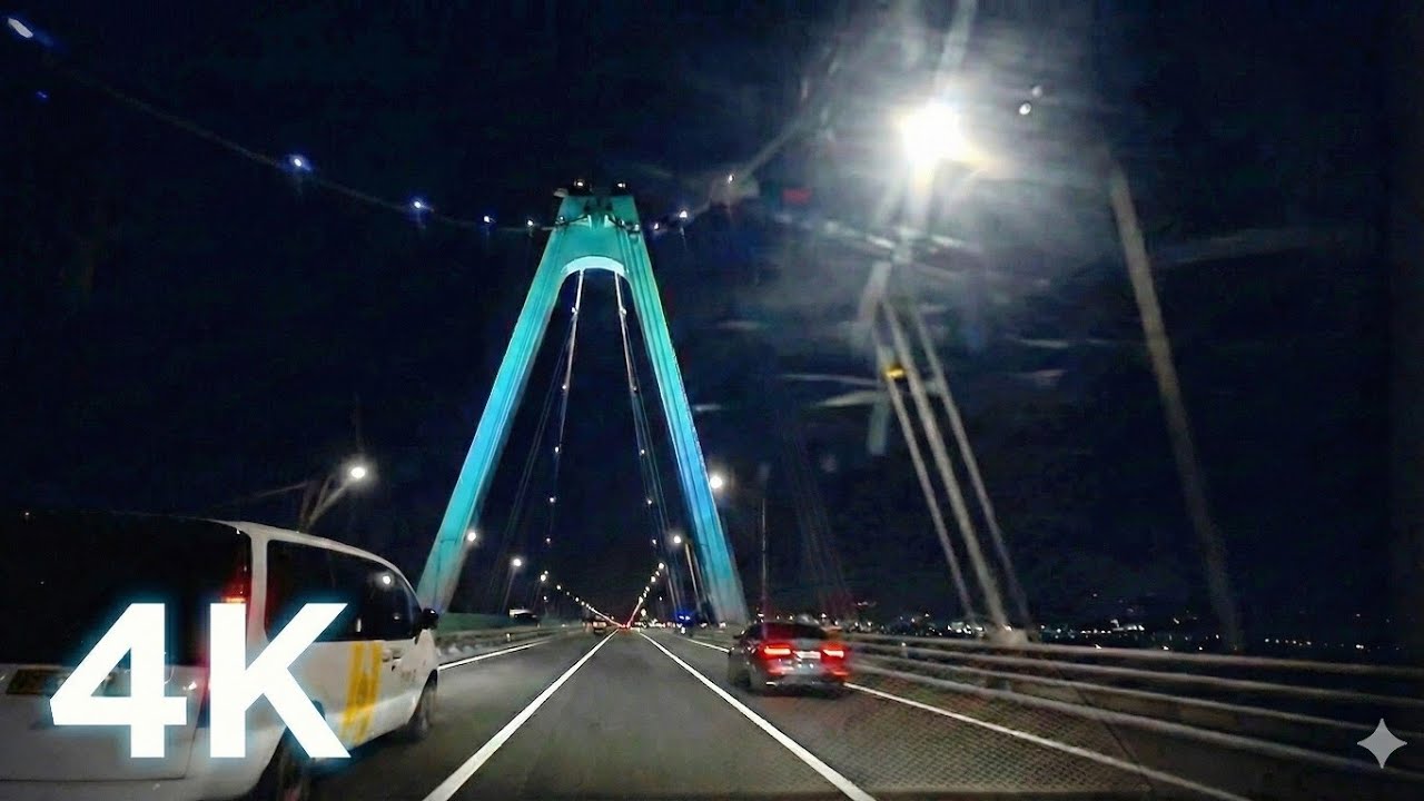 Night drive incheon airport to seoul korea 4k60fps  relaxing soft lofi beats