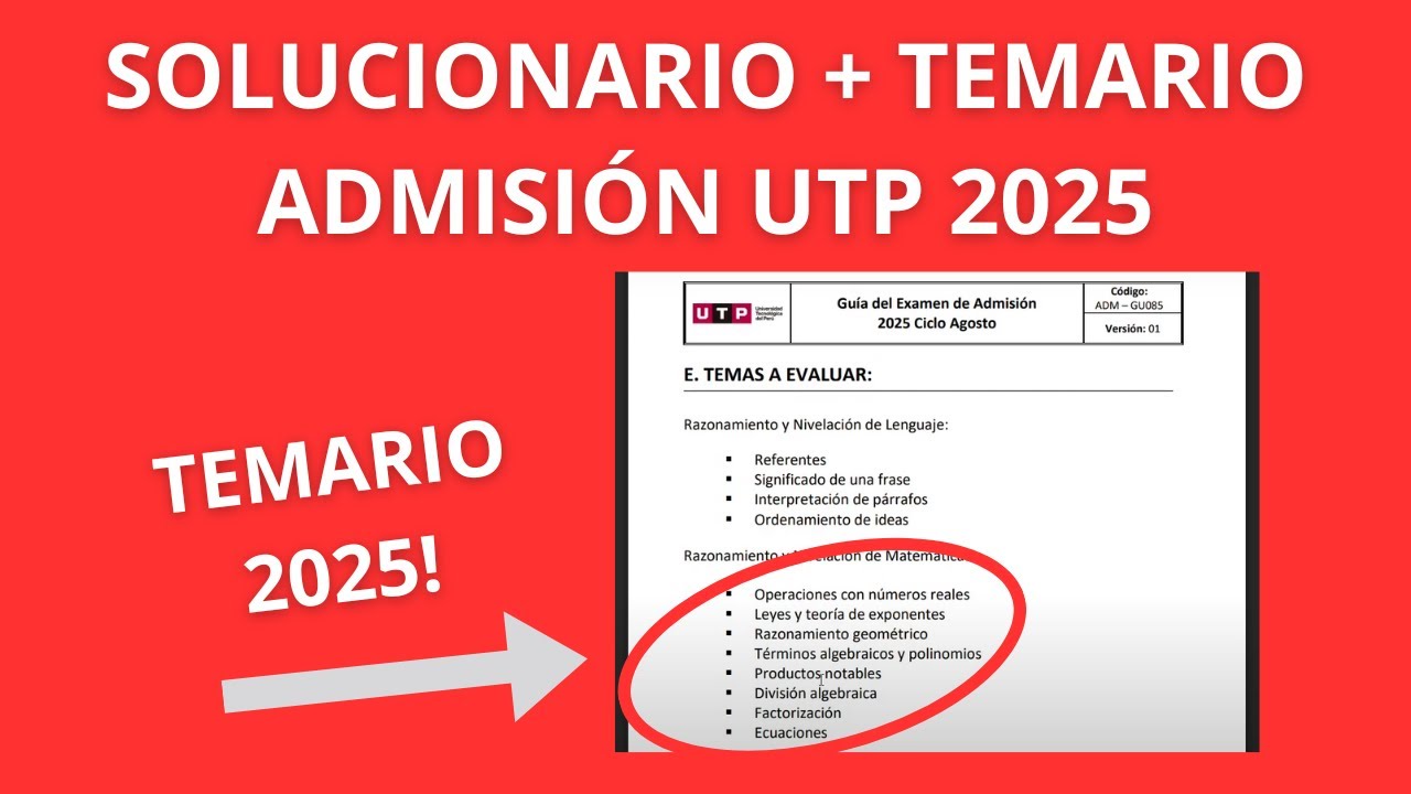 EXAMEN ADMISIÓN UTP 2025