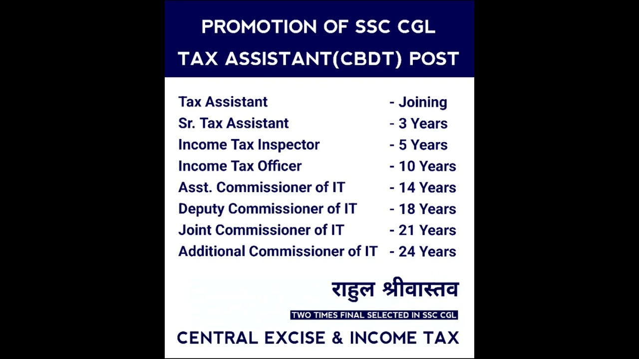 Income Tax "Tax Assistant" Promotion after joining ssc cgl | 