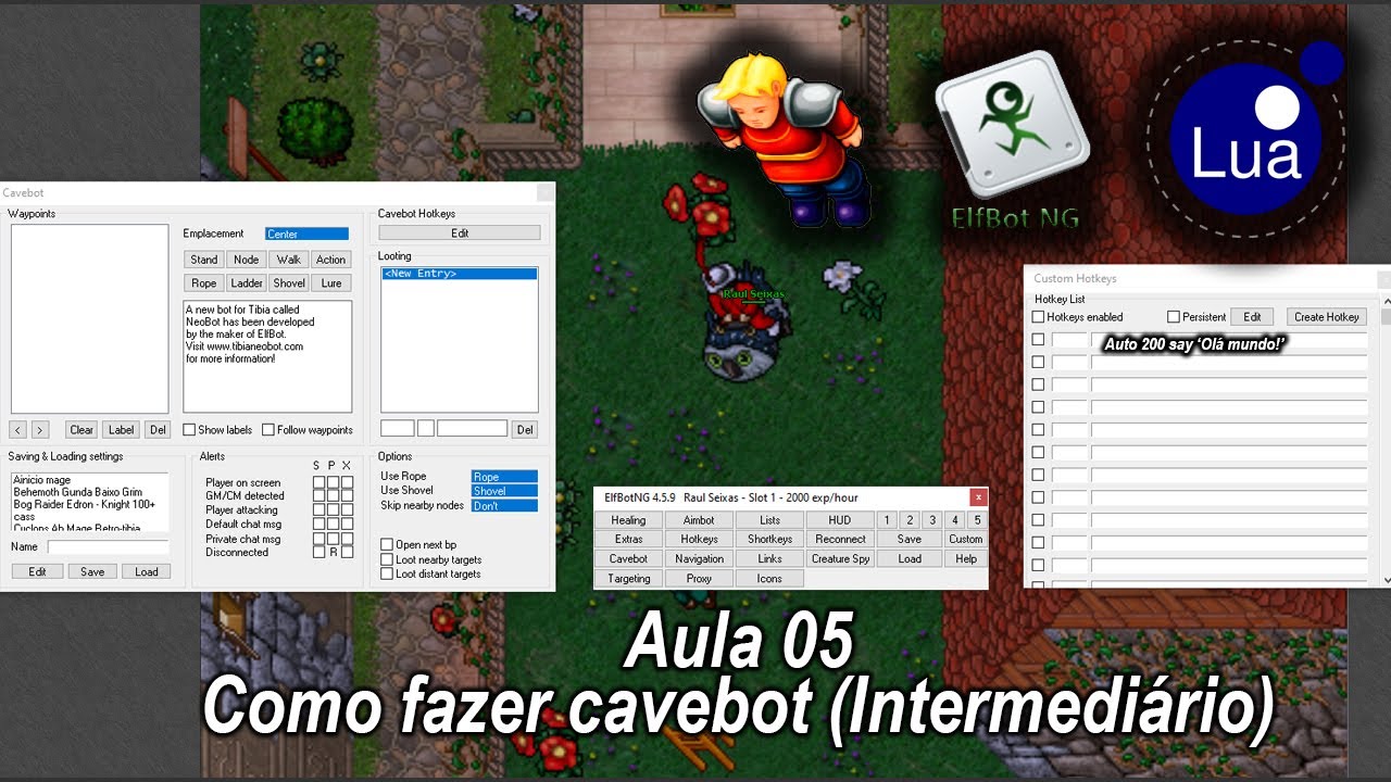 Elfbot NG para Tibia 8.6 - Minicurso - Aula 05 - Cavebot intermediário