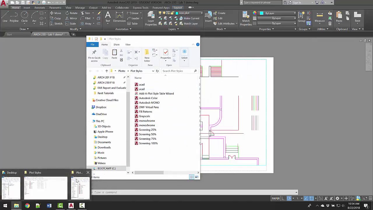 ARCH 230 - Installing Autocad Plot Styles for PC | Fall 2018