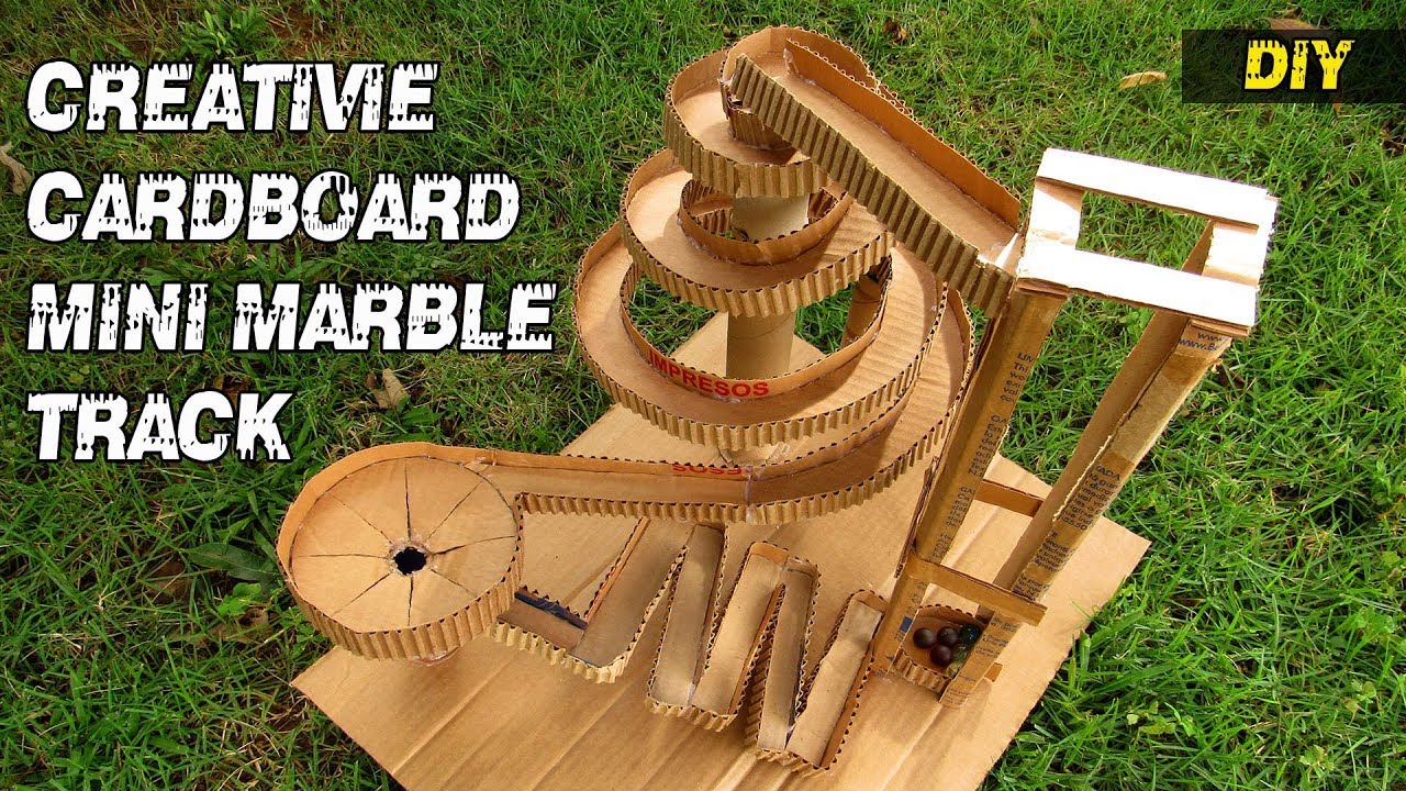 How to make a creative cardboard mini marble track - DIY tutorial