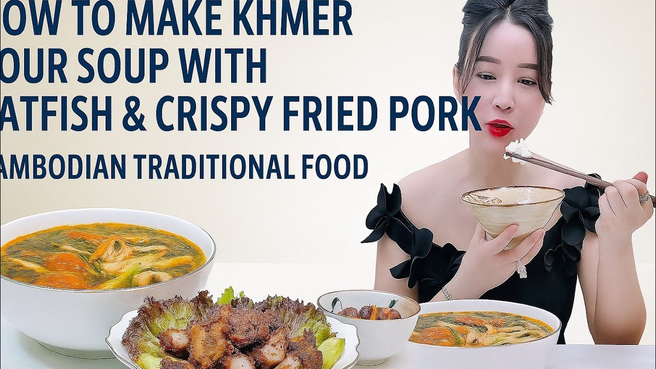 How to Make Khmer Sour Soup with Catfish & Crispy Fried Pork | Cambodian Traditional Food