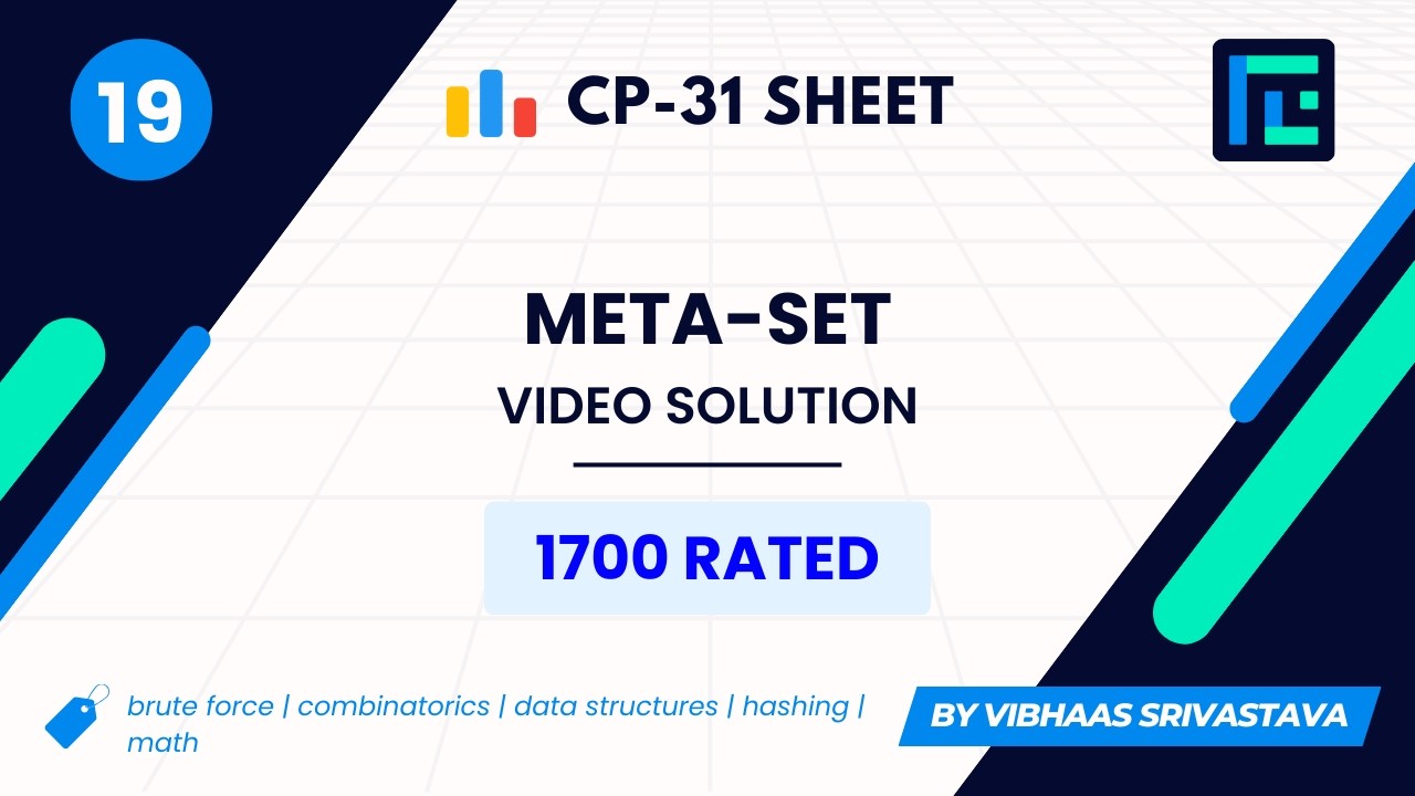 #19 Meta-set | Video Solution | 1700 Rated | TLE CP-31 Sheet | Best Codeforces Problems