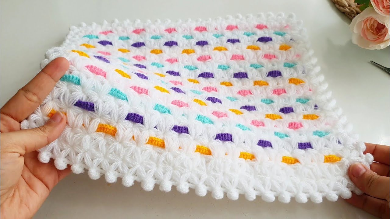 OLAYYYY MODEL 💚 HİÇBİR YERDE YOK 💚 YENİ KARE LİF MODELİ/ Fast & Easy Crochet Washcloth for Beginners