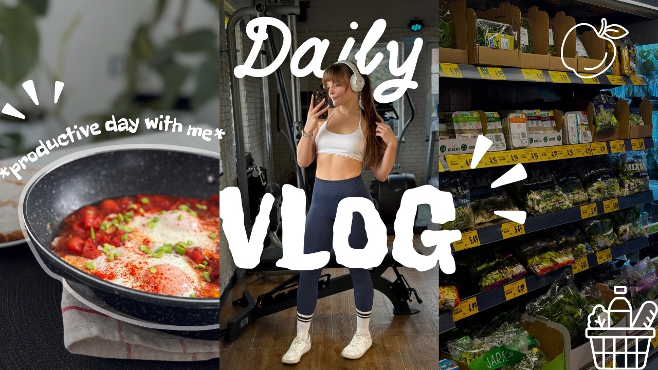 *PRODUCTIVE* DAY WITH ME I leg workout, cleaning, grocery shopping 🍏