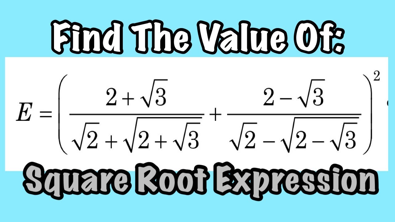 Math Russian-Square Root Problem Math | Find The Value Square Root -Nice Algebra.
