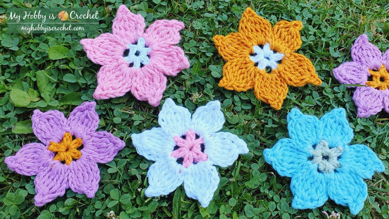 How to Crochet: POINTED PETAL FLOWER | 6 Petal Crochet  Flower | My Hobby is Crochet