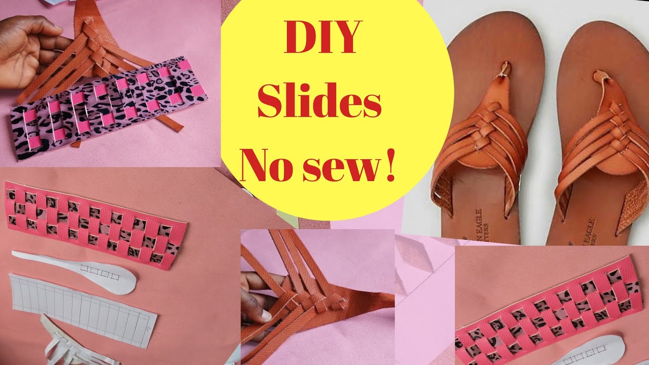 How to make shoes for beginners: DIY Mat Weave Slide(Overlap weave slippers)