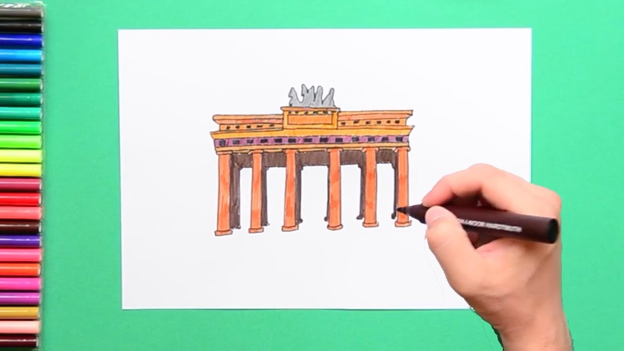 How to draw Brandenburg Gate, Berlin