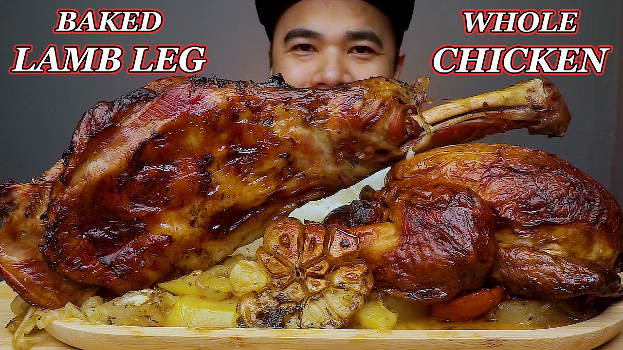 BAKED LAMB LEG & WHOLE CHICKEN ROTISSERIE MUKBANG