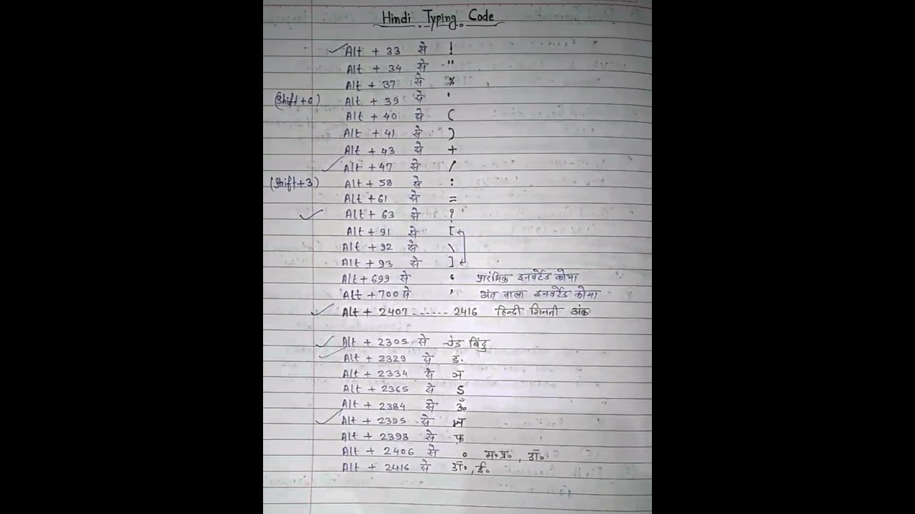 Most Important Hindi Typing Code | Hindi Remington Gail Typing Code | for all typing exam😊