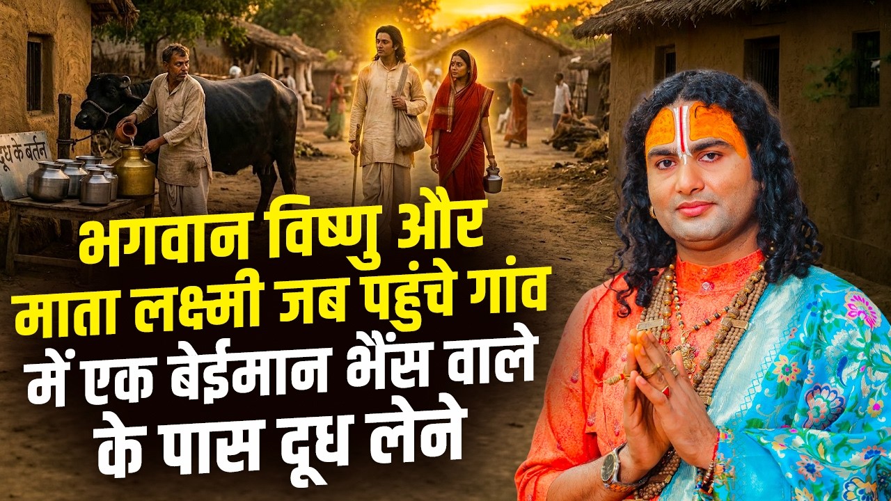 भगवान विष्णु और माता लक्ष्मी जब पहुंचे गांव में एक बेईमान भैंस वाले के पास दूध लेने ? अनिरुद्धाचार्य