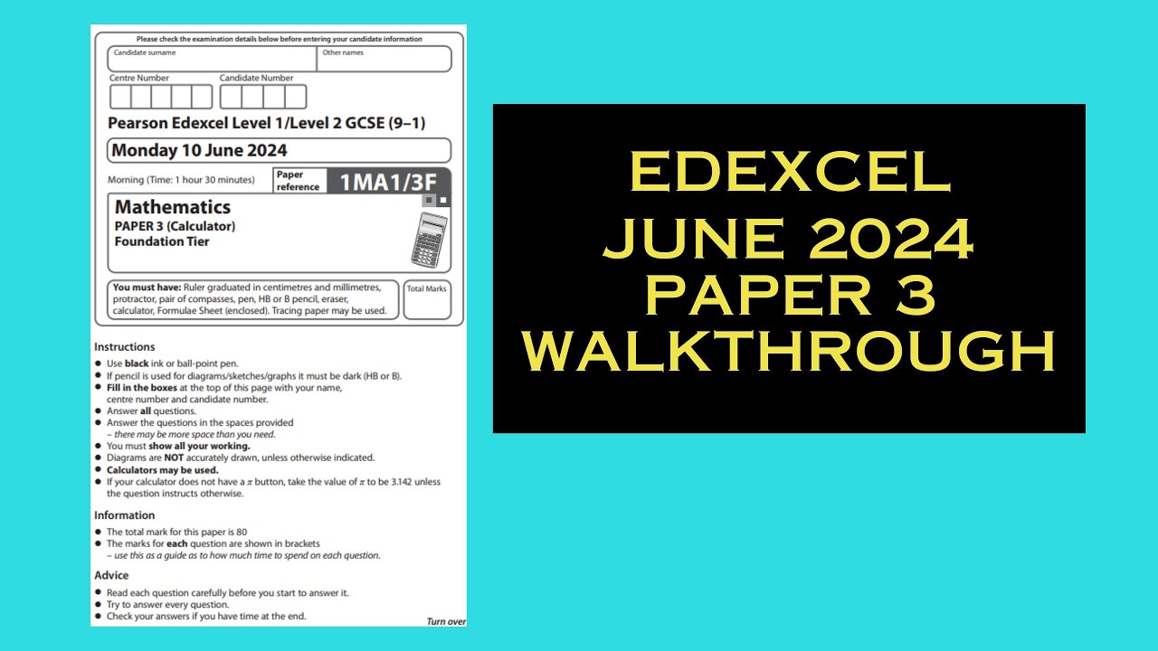Edexcel Maths Foundation GCSE - June 2024 - Paper 3 - Worked Solutions / Walkthrough