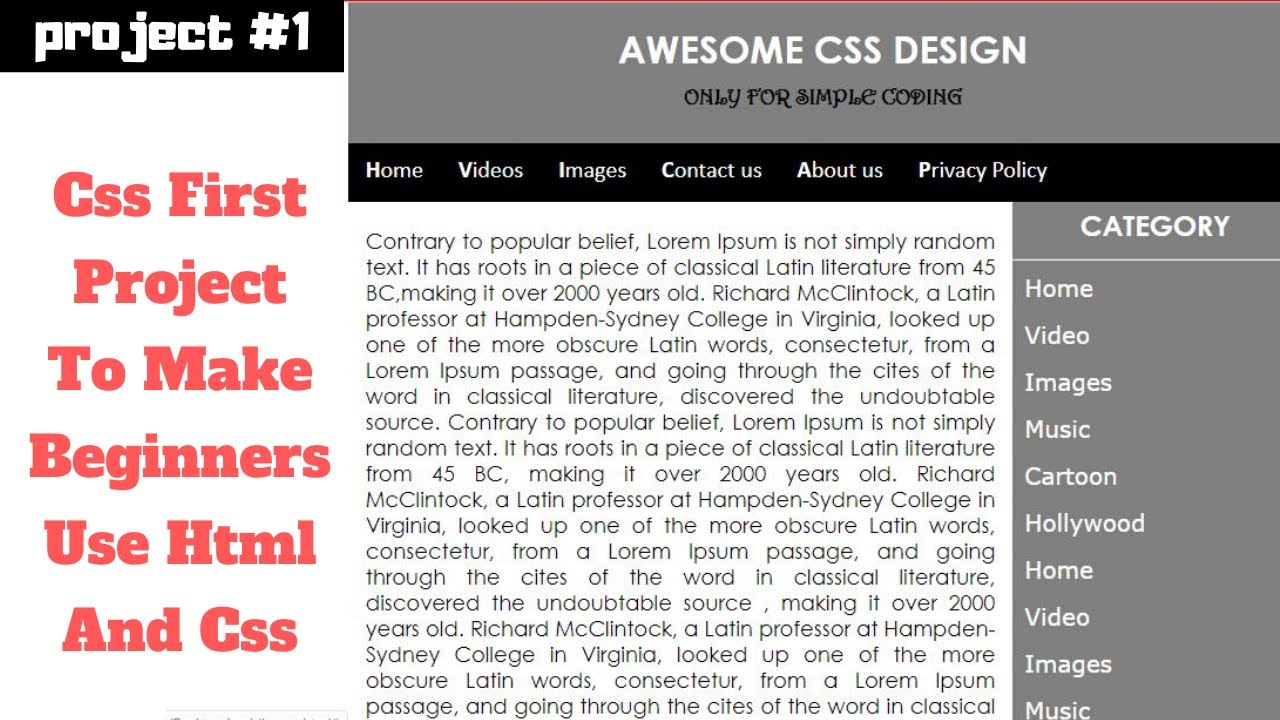 Css Tutorial In Hindi First Project Part 27 | project #1 | programmer shakil