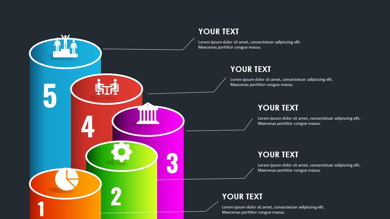 Animated 5 Cylindrical Shape Options Infographic Slide in PowerPoint