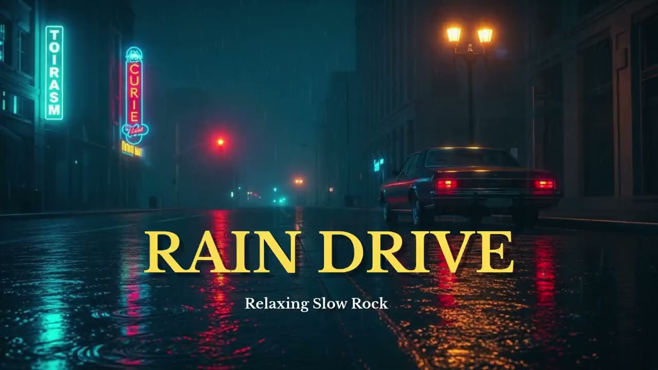 Rainy Street Drive 🌧️ Slow Rock for Late Night Overthinking