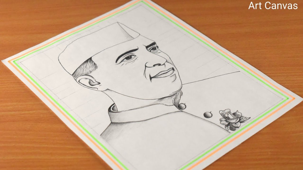 Jawaharlal Nehru Drawing Children's day Drawing Jawaharlal Nehru Drawing / lndependence day