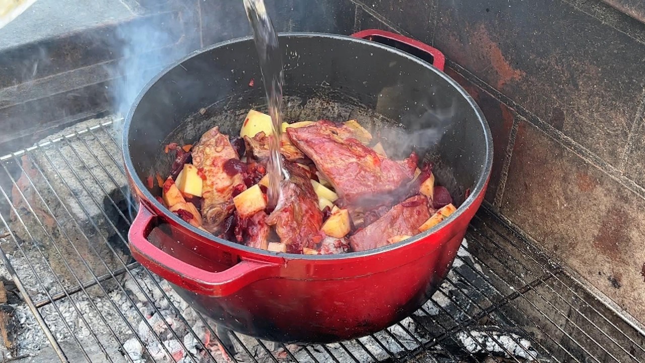 Traditional Borscht with Smoked Ribs 🥘 | Outdoor Cooking