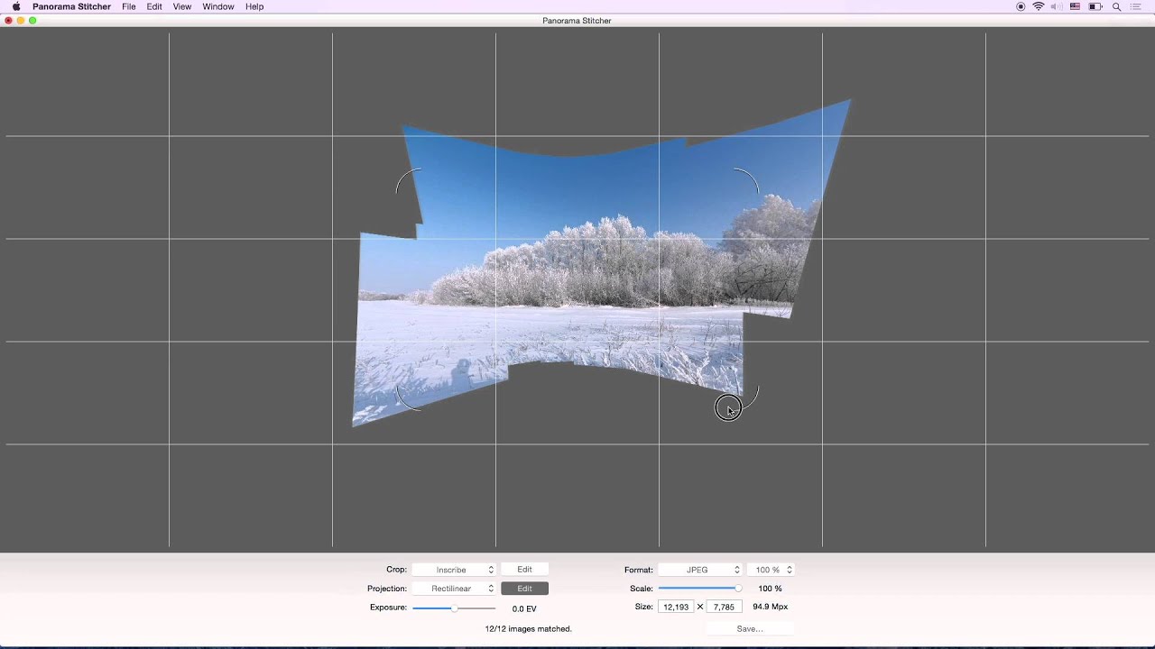 Step by step Panorama Stitcher for Mac example