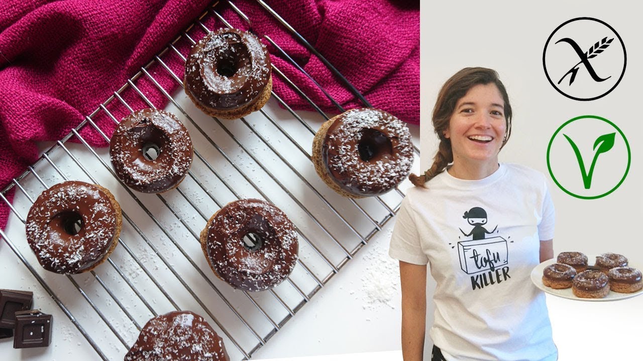 Donas casera 🍩🤤 VEGANOS, SIN GLUTEN, SIN AZÚCAR y SIN ACEITE 🤤🍩