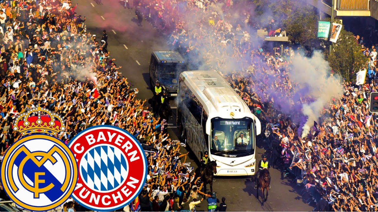 😤Real Madrid Fans welcome the Team Bus ahead of the Bayern Munich Champions League Clash👀