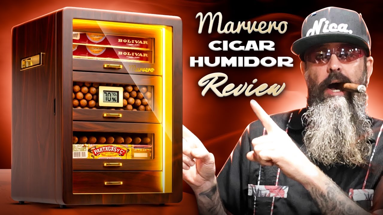 Marvero 4 Drawer 200 Count Cigar Humidor with LED Lighting| Cigar Prop
